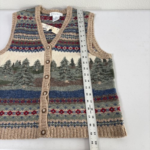 Chaleco Suéter Robert Scott Abotonado Para Mujer Cuello en V Árboles Lana Seda De Colección Nuevo con Etiquetas - Imagen 9 de 10