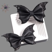 2pack halloween bat hair bows,glitter black bat hair clips for women girls ki...