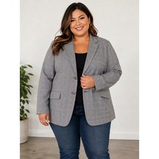 Rag  Bone Grey Glen Plaid Wool Blend Blazer Jacket Womens 16 Two Button Lined