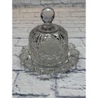 1920s Domed Pressed Glass Butter Cheese Serving Dish ornate clear antique