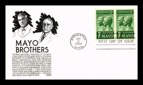 DR JIM STAMPS US COVER DOCTORS MAYO FDC SCOTT 1251 PAIR ANDERSON CACHET