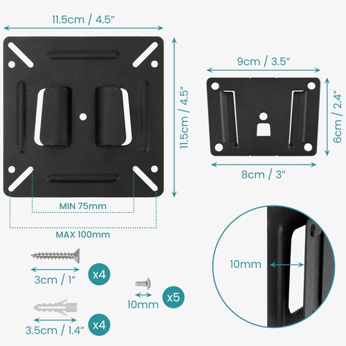 TV Wandhalterung Universal Monitor - 15 kg Tragfähigkeit 14-32" Bildschirmgrößen - Photo 6/6