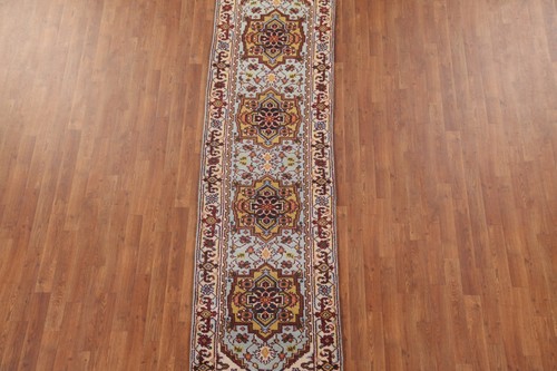 Alfombra Corredor Azul Claro 3x10 Tradicional Hecha a Mano Lana Geométrica para Pasillo - Imagen 4 de 18