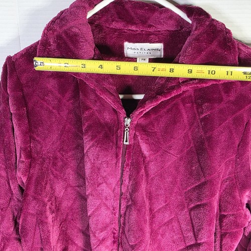 Miss Elaine Petites Women's Robe Kimono Zip Med Purple "Wine" Long Sleeve W/ Tag - Picture 18 of 22
