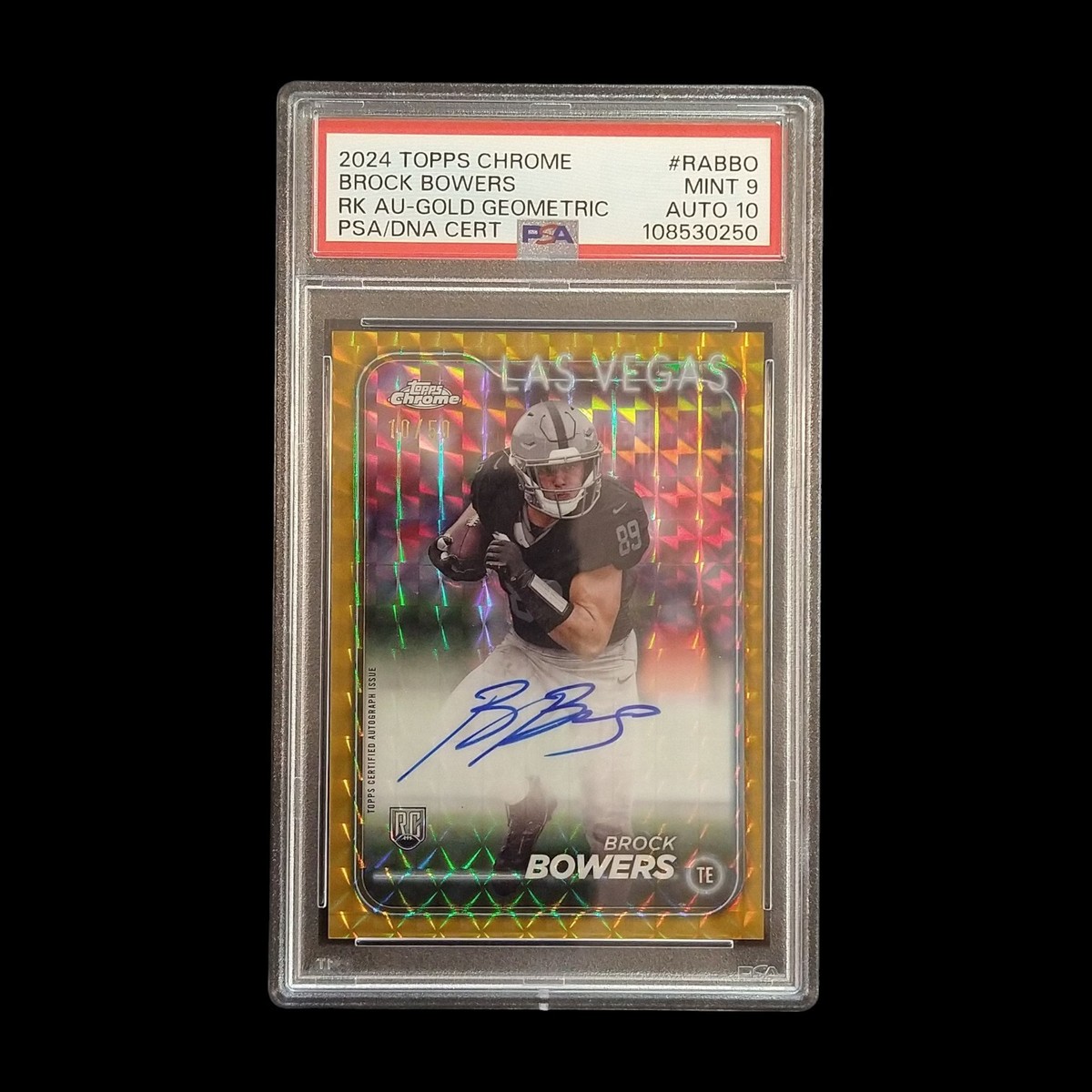 アンス ファティChrome rookie Refractor PSA 9 2024 Topps Chrome Brock Bowers Gold Refractor Rookie Auto 10
