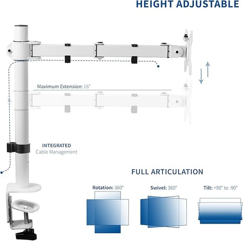 VIVO Single Monitor Arm Desk Mount, Holds Screens up to 32 inch Regular and 38 i - Picture 3 of 7