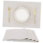  Cotton Linen Placemats Set of 4, Cloth Washable Farmhouse 4 PCs Neutral Beige