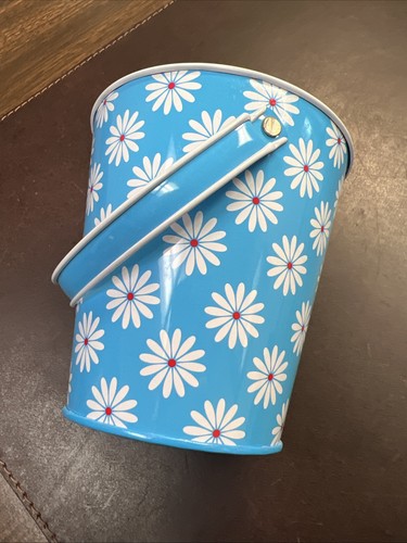 VTG Pressed Metal Tin Litho Toy Bucket/Pail Party Favor/Candy Dish Blue Daisies - Picture 12 of 19