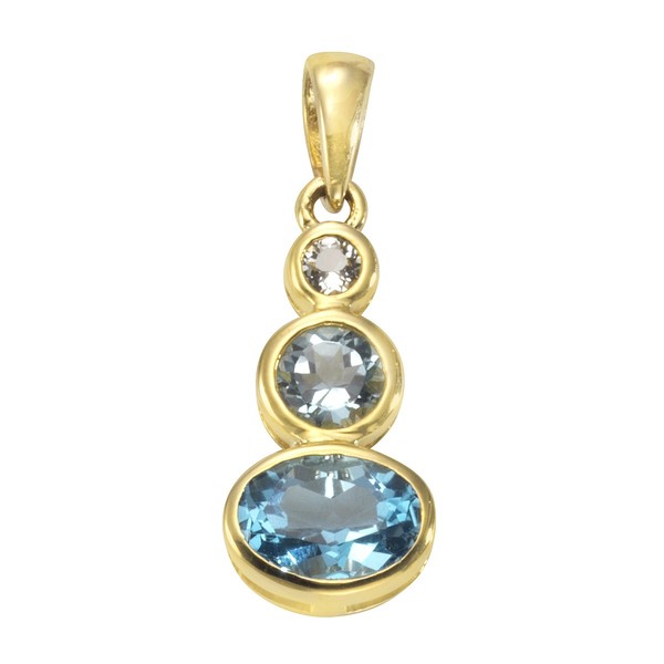 AnhäNger 375 Gelbgold Blautopas WeißTopas 9 Karat Damen Schmuck NEU-image