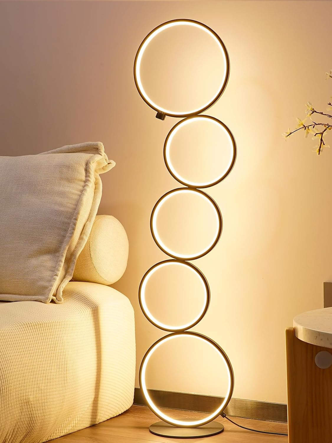 43.3 Inch Modern LED Floor Lamp for Living Room with Dimmable Circle Stand