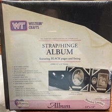 Westrim Crafts BLACK bonded leather 12 x 12 strap/hinge album NEW SEALED