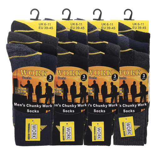 Mens Chunky Work Socks Workwear Boot Socks 6 or 12 pairs UK 6-11 or 11-14 - Picture 17 of 24