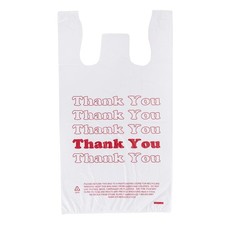 White Thank You Bags Case of 1000-11 ½” x 6" x 21" - Thickness .48mil HDPE- S...