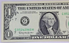 1963B Joseph Barr Note Fancy Serial Number One Dollar Bill G85242960H Pair 2s