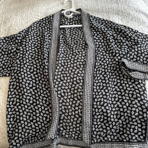 Max Studio Lightweight Cardigan Large Open Front BOHO Kimono Womens L