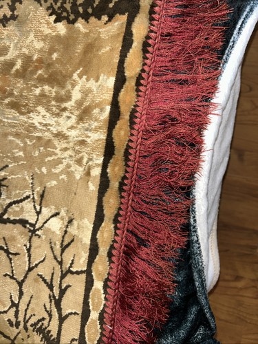 Vintage Wolves/Wild Boar Hunting Tapestry Wall Hanging Wilderness 40”x 23” - Bild 3 von 5