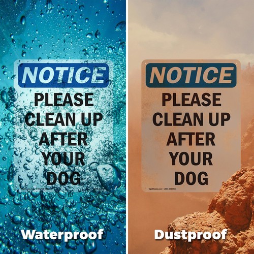 Please Clean Up After Your Dog OSHA Notice Sign Metal,, Decal 5 or 10 Pack - Foto 7 di 43