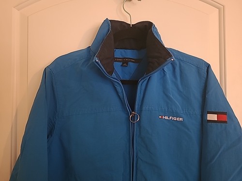 Tommy Hilfiger Mesh Lined Nylon Full Zip Blue Coat Jacket Hood Men's Size Small - Picture 2 of 15