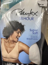 PLAYTEX 4690 STYLE 38DD BLACK 18 HOUR WIRE FREE BRA SUPER SOFT COOL 4-WAY  42DD