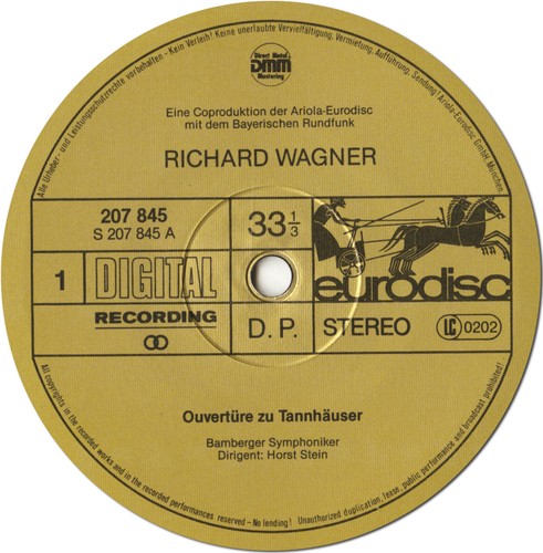 Eurodisc 207845 WAGNER Rienzi Tannhauser Siegfried-Idyll HORST STEIN Bamberg SO - Picture 3 of 3