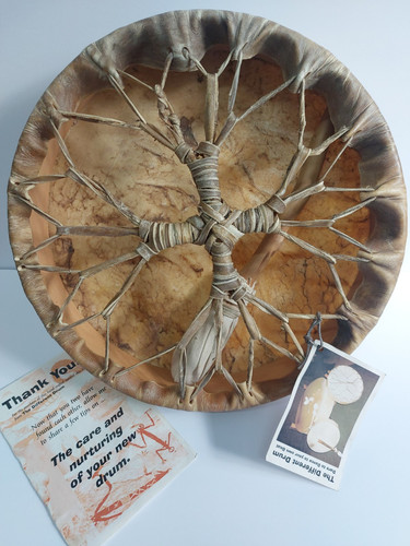 Handcrafted White Cedar And Natural Buffalo Hide Drum NWT - Picture 1 of 4