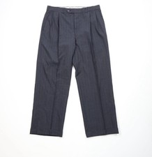 Vintage 90s Streetwear Mens Size 34x28 Wool Pinstriped Wide Leg Chino Pants USA