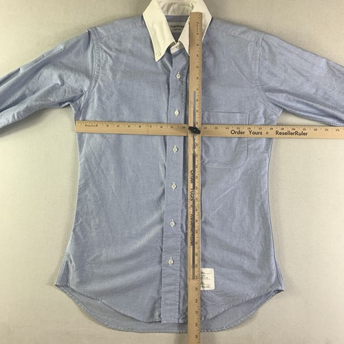 Camisa con botones THOM BROWNE para mujer talla 0 azul puño azul (cuello blanco) - Imagen 4 de 11