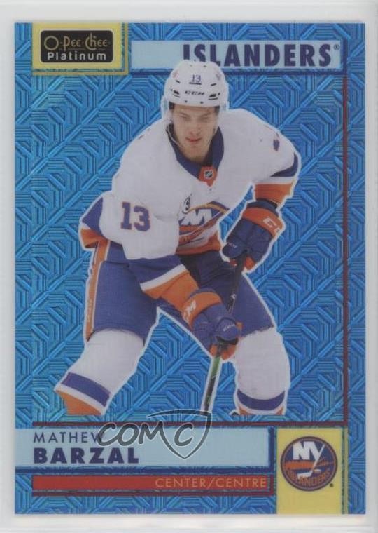 2022-23 O-Pee-Chee Platinum Retro Blue Traxx /199 Mathew Barzal #R-49