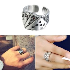 Mens Vintage Magician Playing Card Rings Ladies Punk Square Jewelry