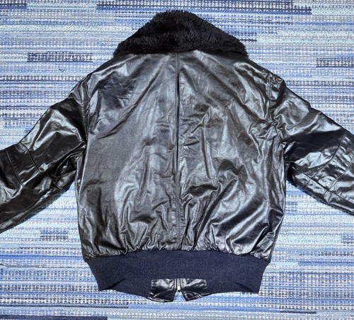 Gino Leather Flight Bomber Jacket Coat Faux Fur Pilot Vintage 70s USA Mens 42 - Picture 11 of 11