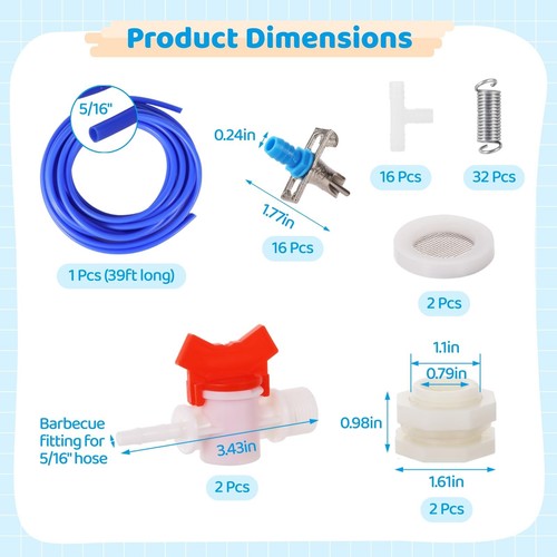 Automatic Rabbit Watering Kit - Including 5/16" Hose, 16 PCS Nipple Drinkers,... - 第 5/6 張圖片