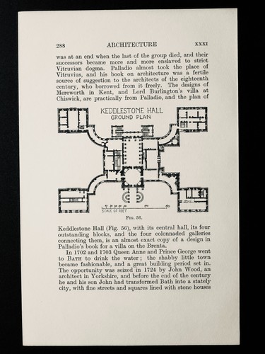 c1925 Derbyshire Architecture Plan of KEDLESTONE HALL GROUND PLAN - Picture 2 of 2