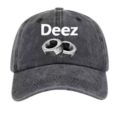  ''Deez Nutz'' Pun Graphic Washed Cotton Baseball Cap, Humorous Dad Hat