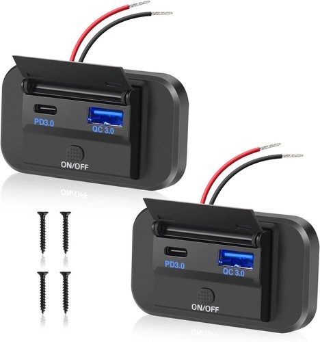 2 Stk 12V-24V Auto USB Typ-C Ladegerät Buchse Einbau Steckdose für Wohnwage KFZ - Bild 4 von 24