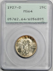 1927-D-25C-Standing-Liberty-Quarter-PCGS-MS-64-Uncirculated-Rattler-First-Gen