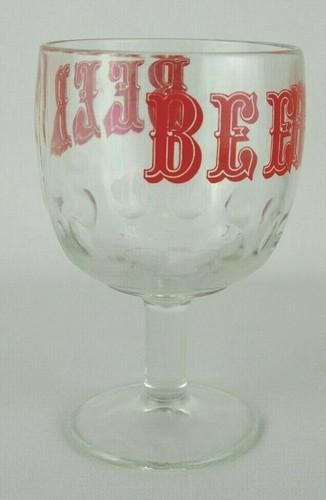 Vintage Clear With Red Letters "Beer" Dimpled Footed Stemmed Thumbprint Goblet - Picture 4 of 12