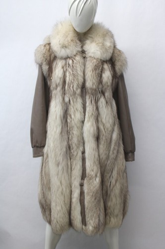 EXCELENTE CHAQUETA ABRIGO DE PIEL DE ZORRO AZUL NORUEGO CON CAPUCHA MUJER TALLA 6-8 - Imagen 1 de 8