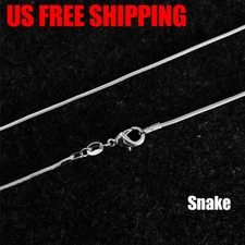 925 Silver Plated Chain Beautiful Necklace Ring Lock Women 16-24"