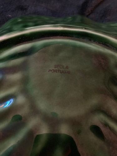 Vtg. SECLA Portugal Majolica Green Cabbage Leaf Serving Plate/Platter...13"x12" - Picture 6 of 6