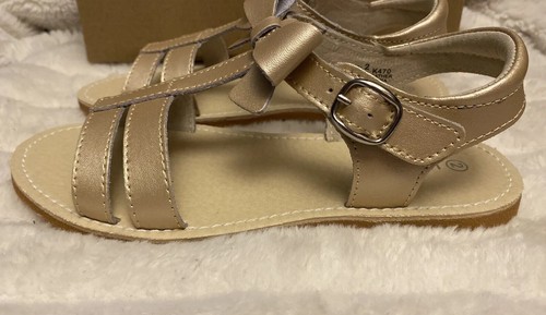 Girls NWB Lamour Leather Sandals Flat Shoes Ankle Straps Big Kids Youth 2 M - Picture 3 of 11