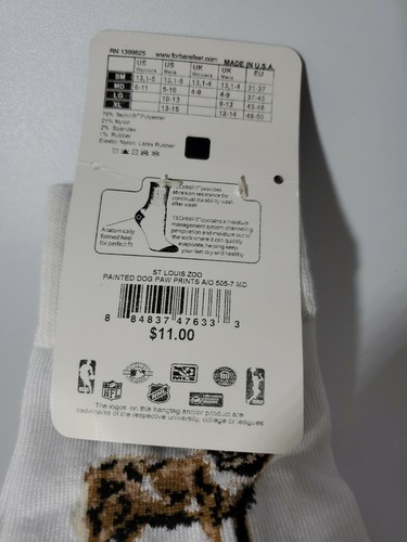 Bemalte Hundepfotenabdrücke St. Louis Zoo Socken Crew Medium 5-10 Neu - Bild 6 von 6