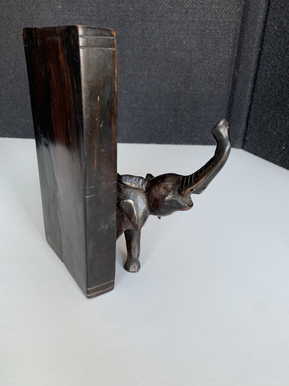 Dark Wood Elephant Carved Book End **single Bookend** eBay