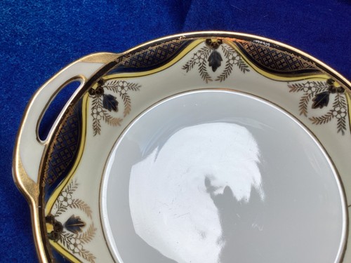 Noritake Morimura N453 Hand Painted fruit Bowl, Green M, cobalt blue & gold - Picture 2 of 8