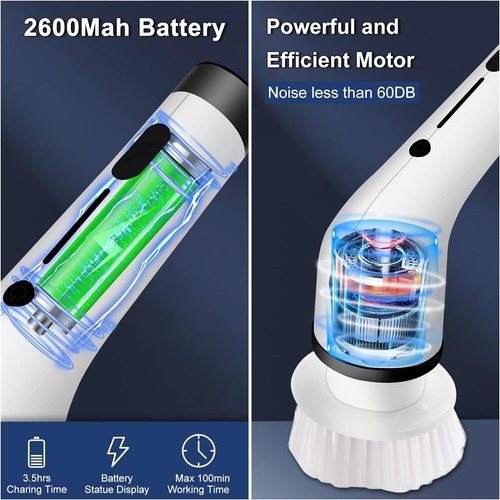 Electric Spin Scrubber Cordless Bath Tub Power Scrubber W/Adjustable Handle New - Picture 2 of 34