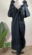 The Get Women's Eyelet Ruffle Dress, Size 1X Color Black.