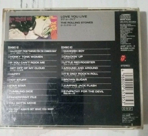 THE ROLLING STONES Love You Live JAPAN 2 CD Set CBS/SONY 40DP-5575~6 Used - Picture 2 of 6