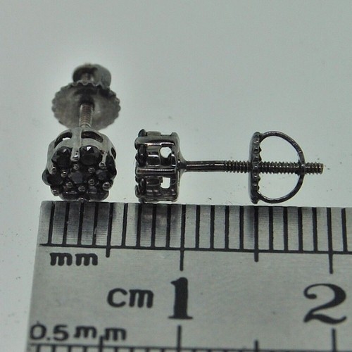 0.25 Ctw Lab Created Black Spinel 14K Black Gold Over Flower Stud Earrings - Picture 3 of 10