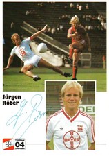 Autograph card | 1986/87 | J�rgen R�ber | Bayer Leverkusen | HTF