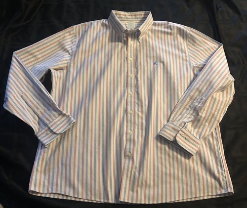 Brooks Brothers Shirt Mens 2XL OCBD Slim Non Iron Stretch Logo Long Sleeve - Picture 2 of 6
