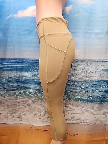Nwt CRZ YOGA Workout Capris M (8/10) Khaki Color - Picture 4 of 7
